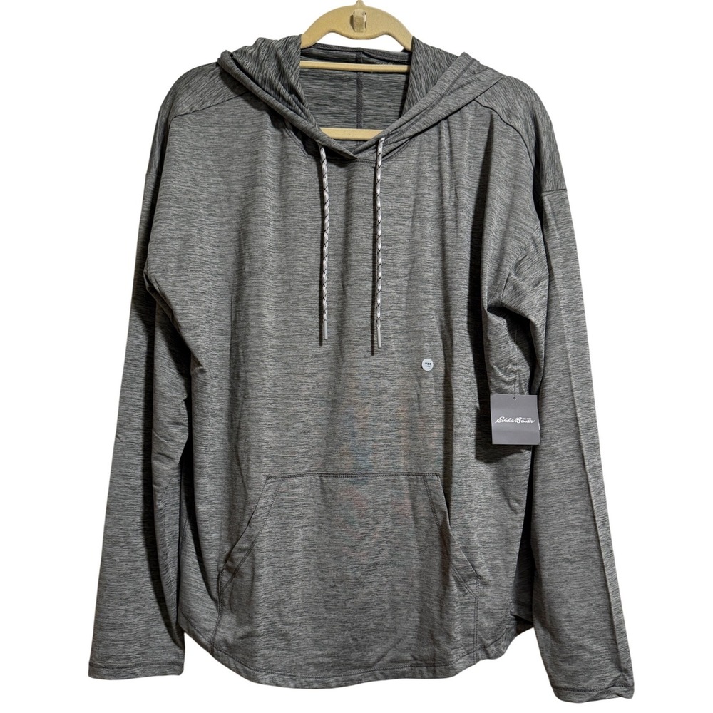 Eddie Bauer Resolution Hoodie‎ Womens Medium Tall Gray Performance Pullover